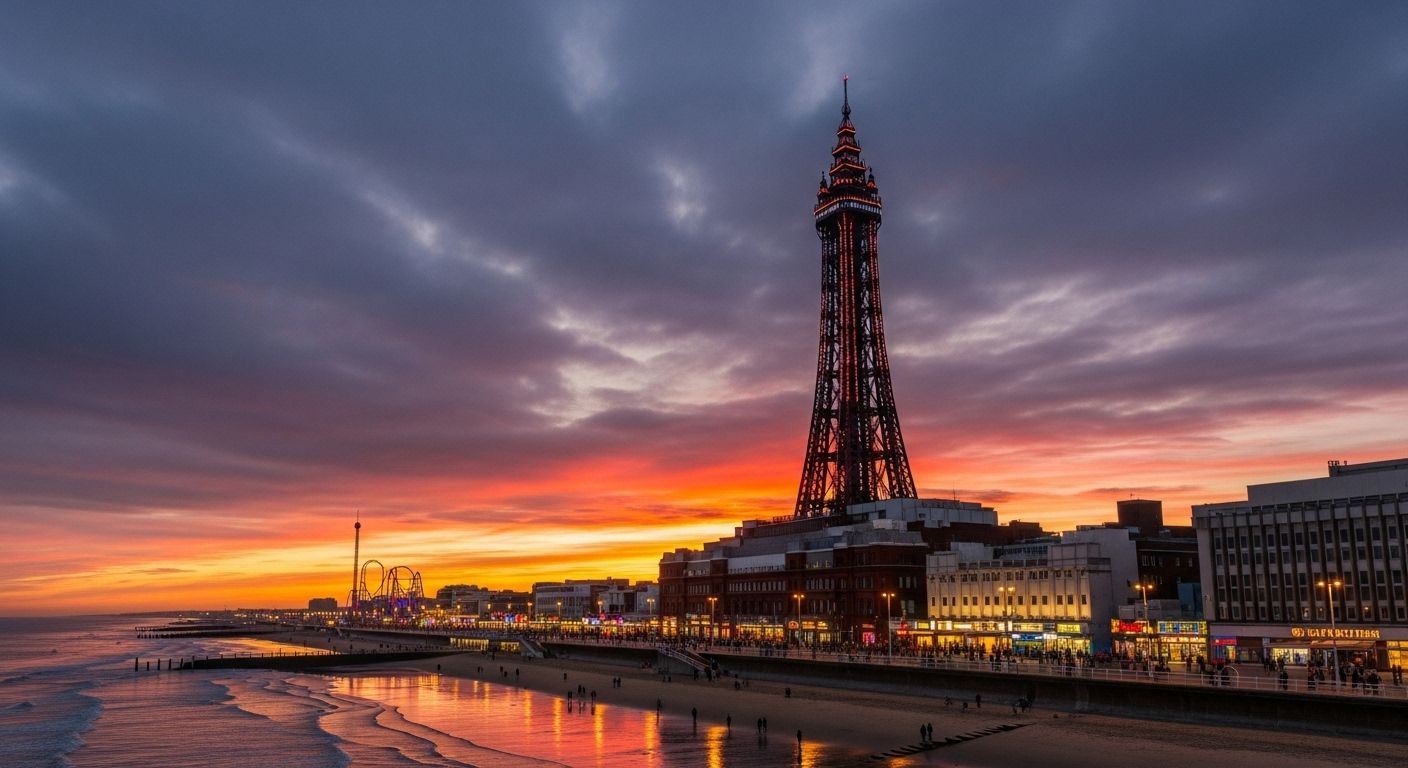 Blackpool party bus hire - luxury transport service for Blackpool Tower, seafront and nightlife venues